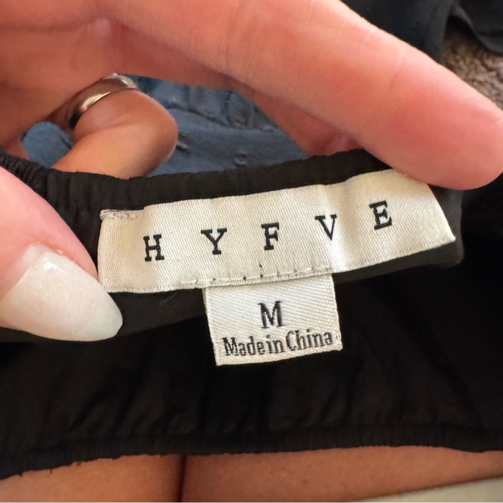Hyfve Black Puff Sleeve Midi Dress Square Neck On Off Shoulder M - Picture 5 of 11